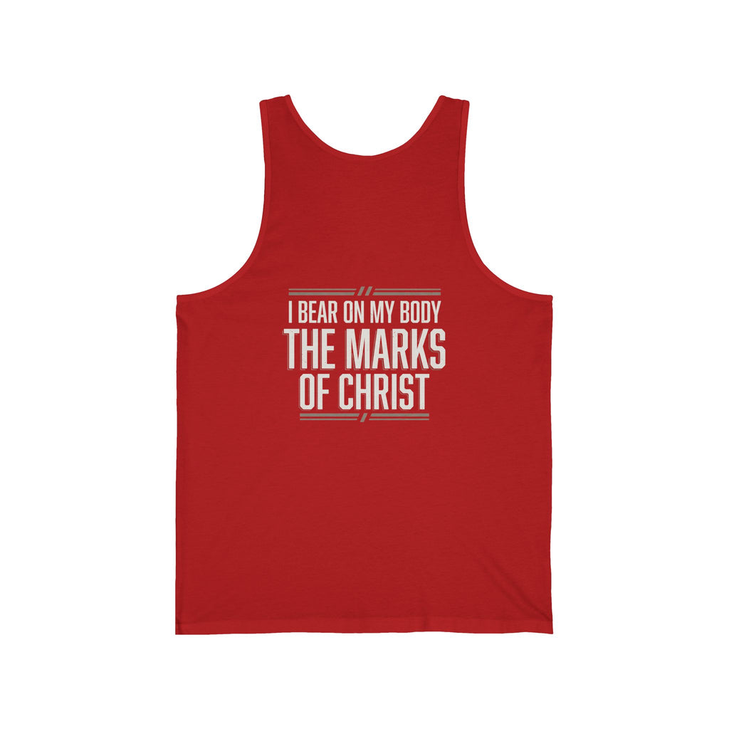 Christian Tank Top — Galatians 6:17 Cross & 'The Marks of Christ' Faith Graphic Tank