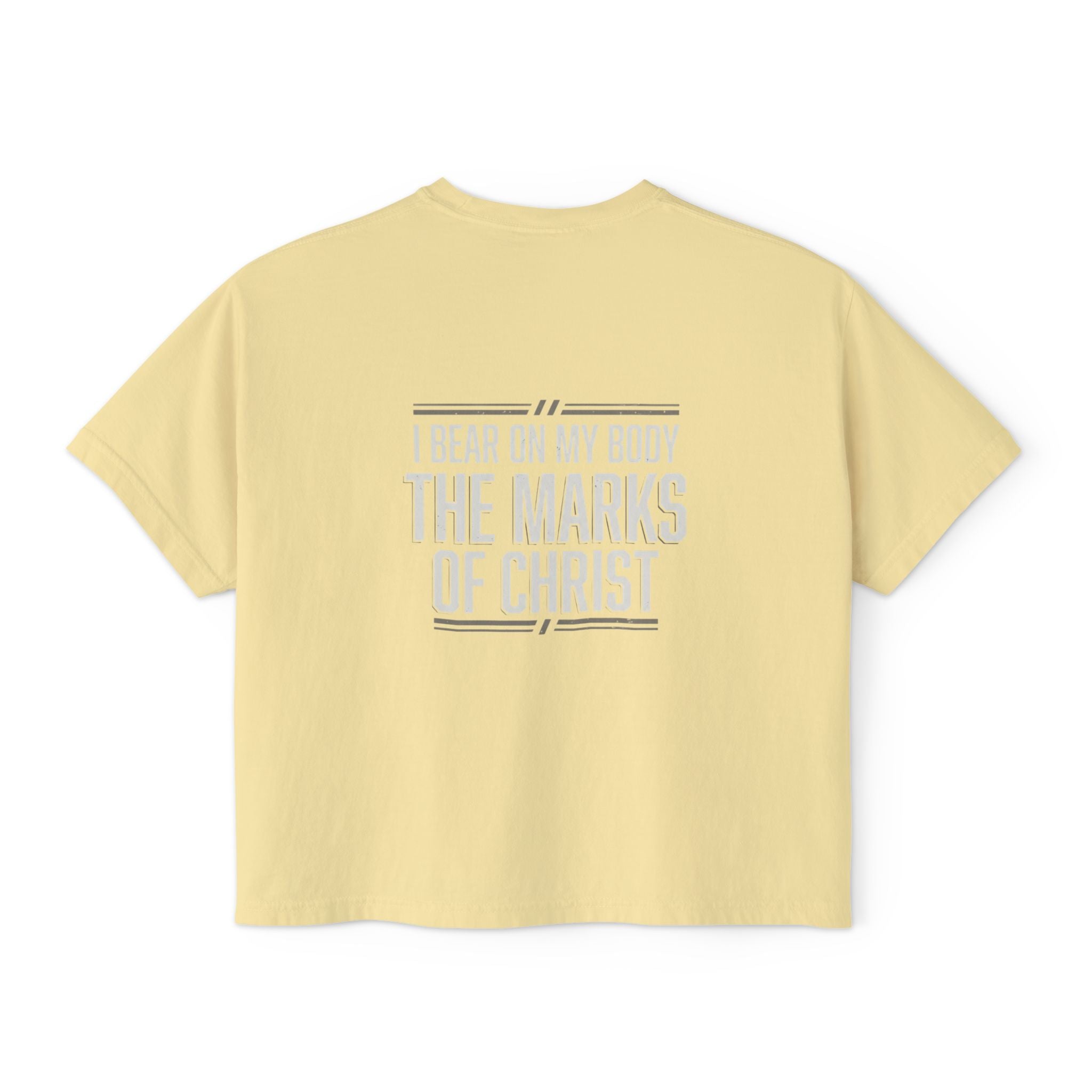 Christian Boxy Tee - Galatians 6:17 "I Bear on My Body the Marks of Christ" Prayer Shirt