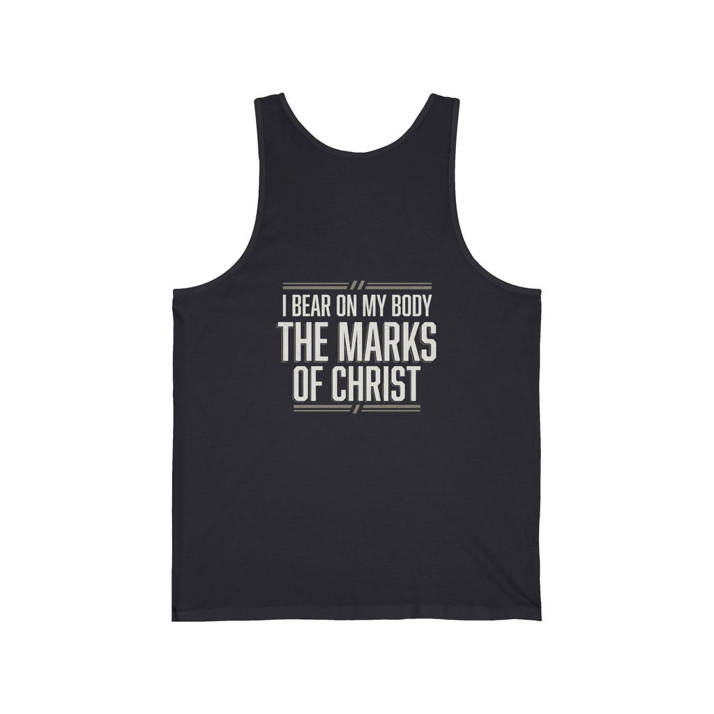Christian Tank Top — Galatians 6:17 Cross & 'The Marks of Christ' Faith Graphic Tank