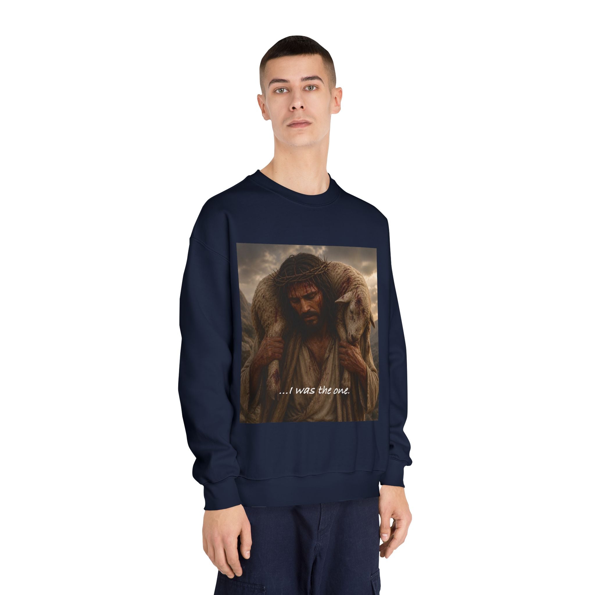 Jesus Shepherd Crewneck Sweatshirt – "...I was the one." Religious Christian Graphic Pullover