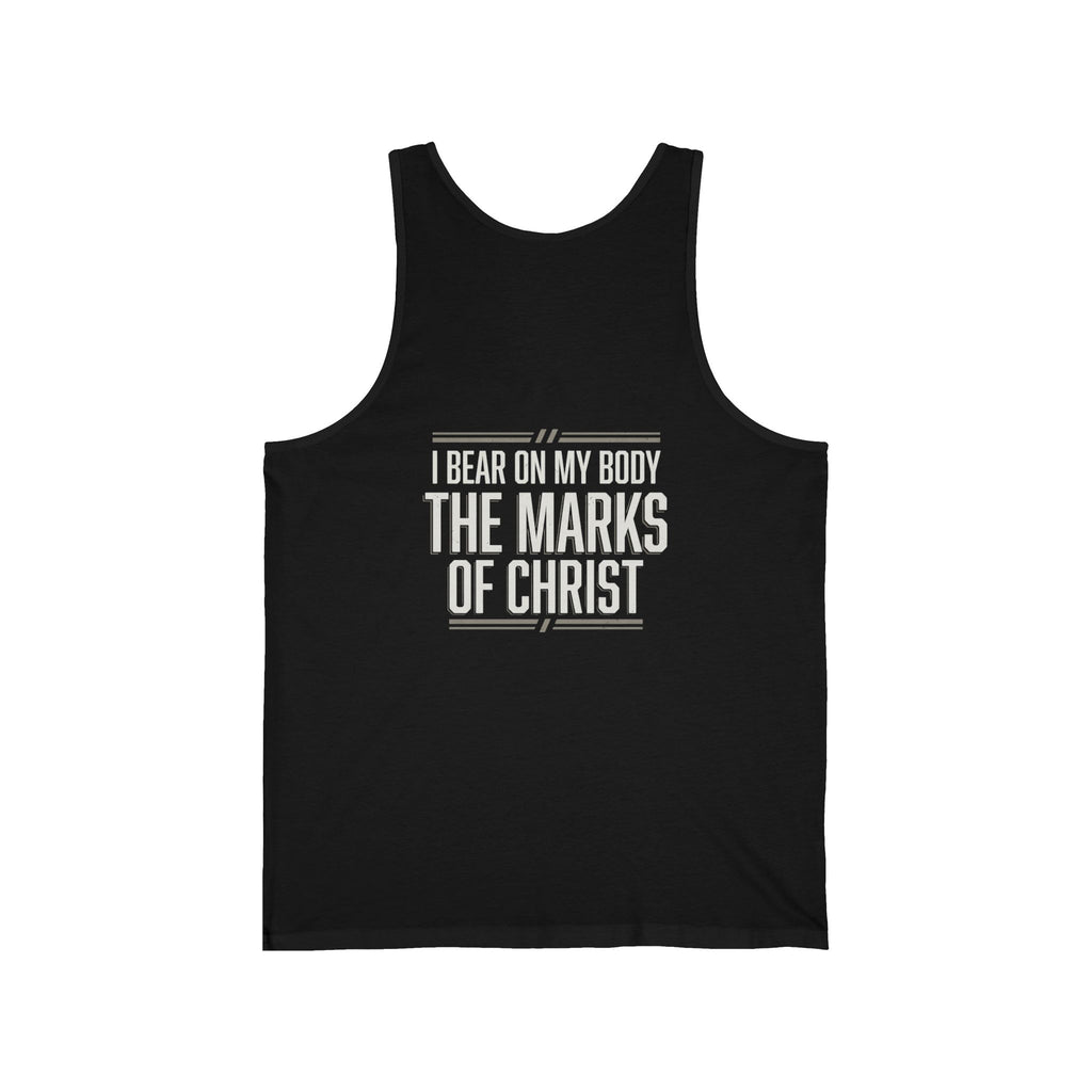 Christian Tank Top — Galatians 6:17 Cross & 'The Marks of Christ' Faith Graphic Tank