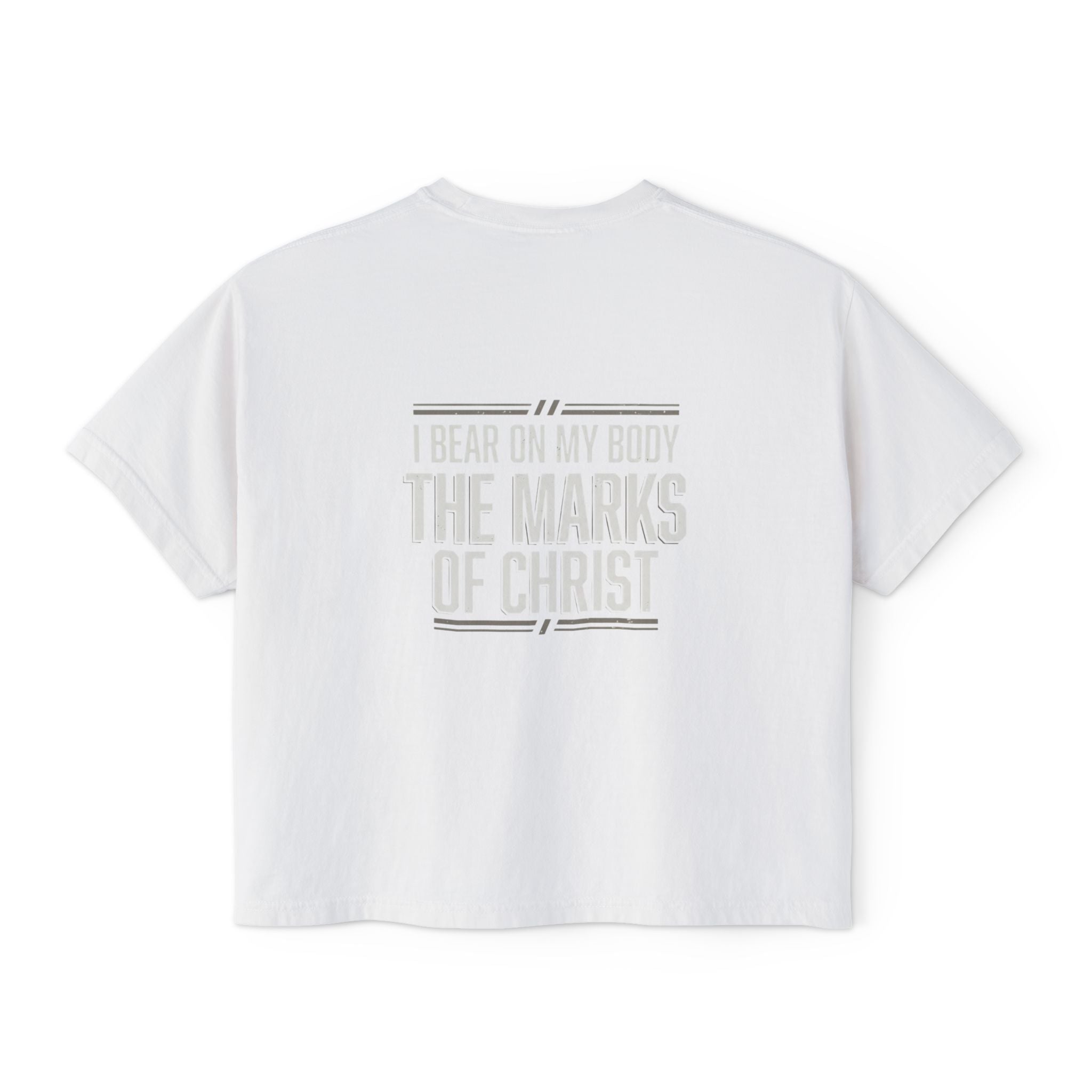 Christian Boxy Tee - Galatians 6:17 "I Bear on My Body the Marks of Christ" Prayer Shirt