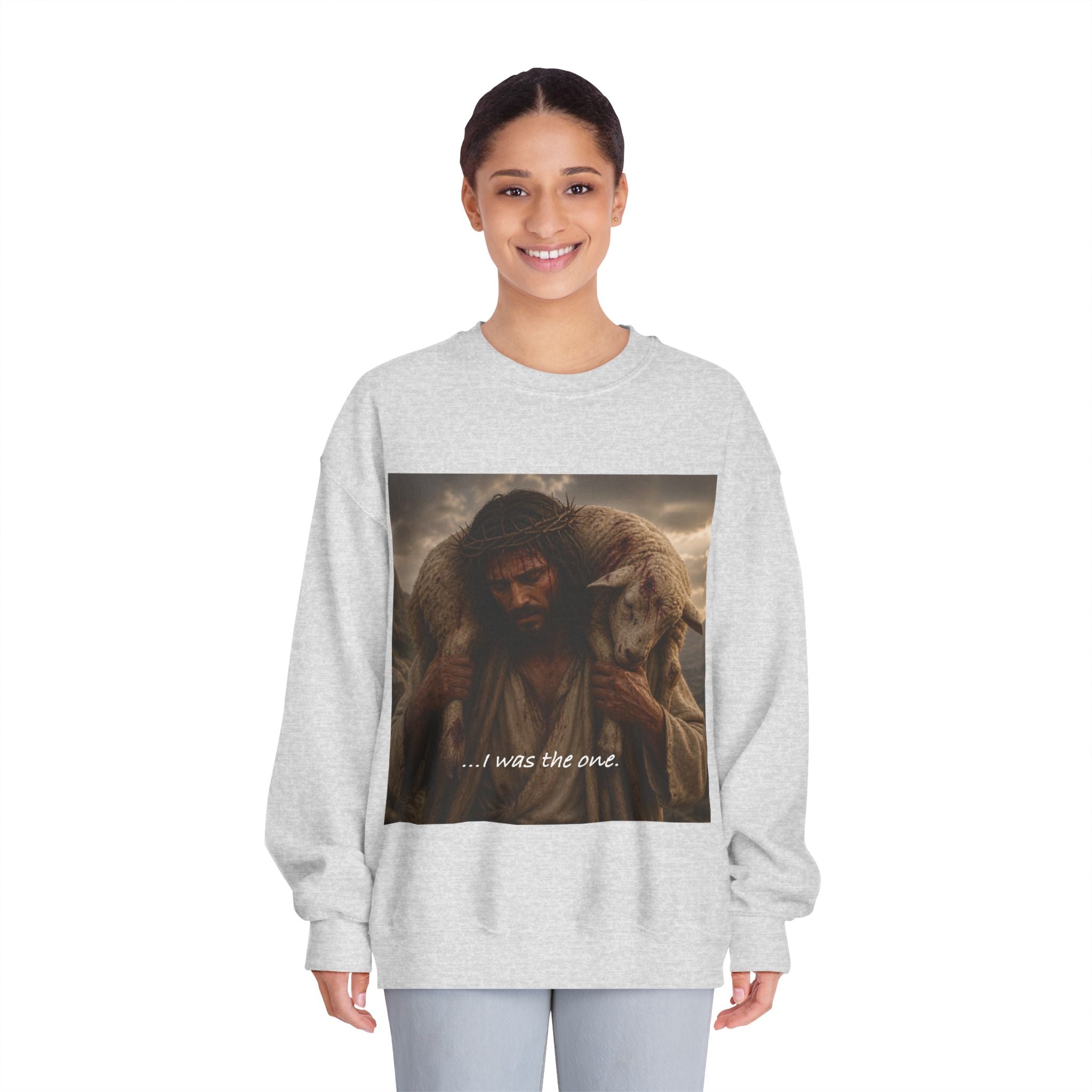 Jesus Shepherd Crewneck Sweatshirt – "...I was the one." Religious Christian Graphic Pullover