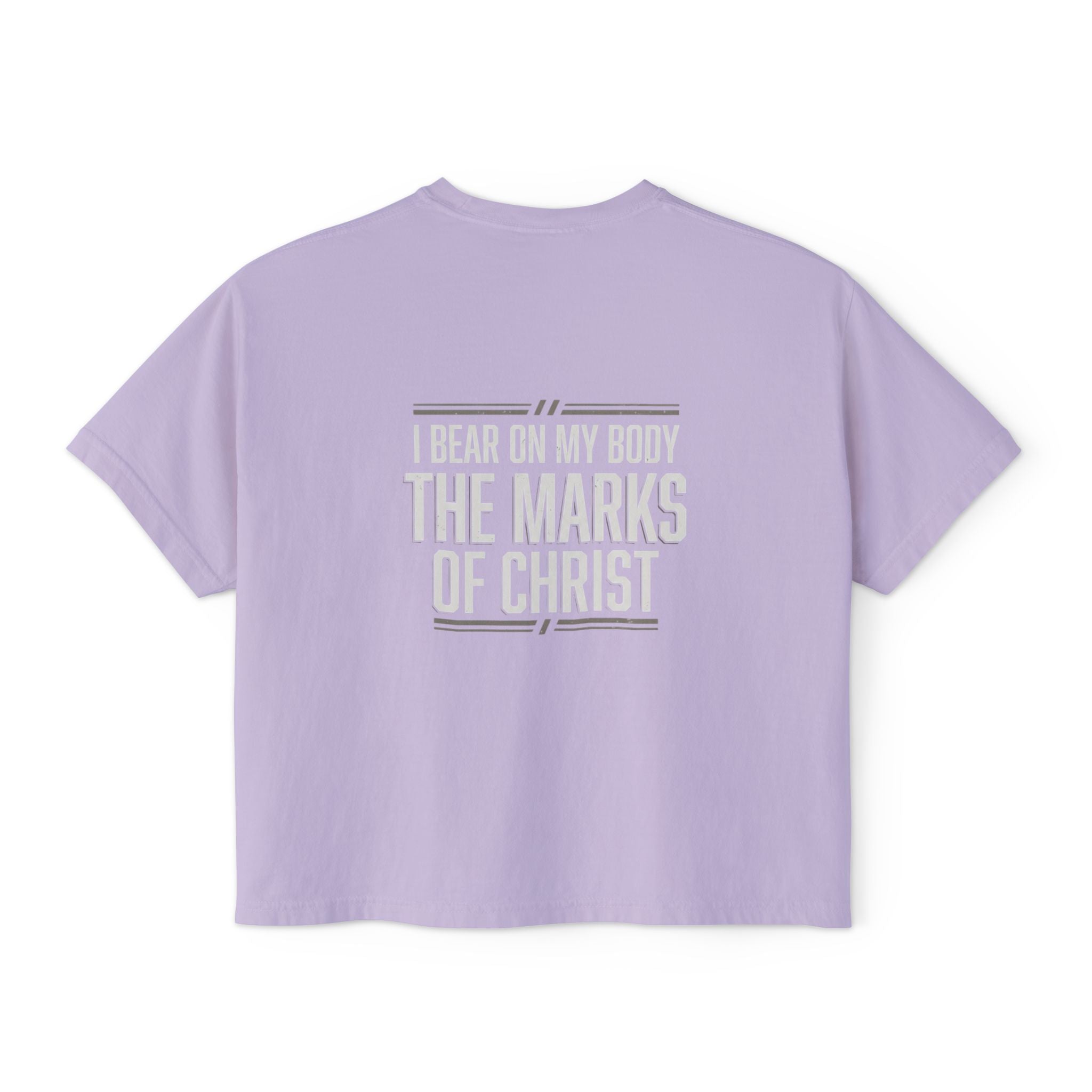 Christian Boxy Tee - Galatians 6:17 "I Bear on My Body the Marks of Christ" Prayer Shirt