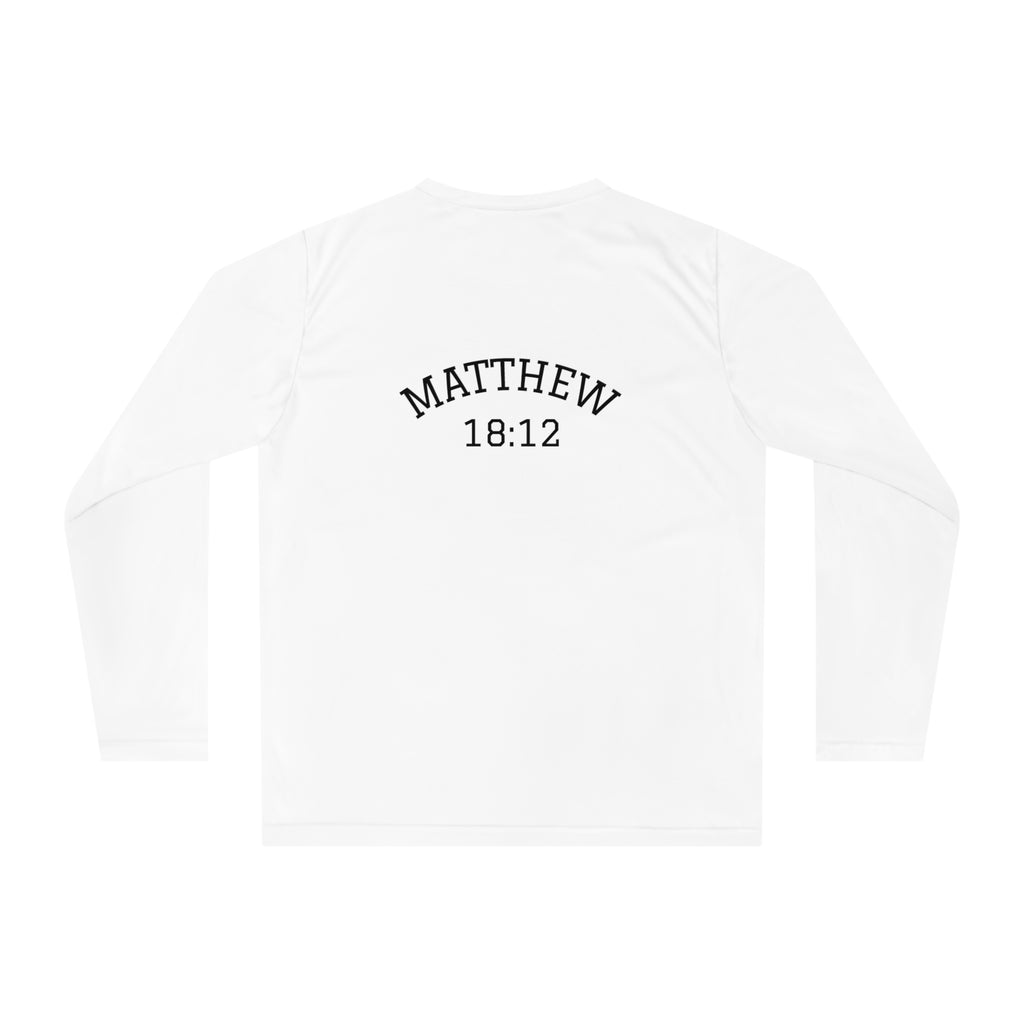 Matthew 18:12 Shepherd Graphic Long Sleeve Shirt — Jesus Carrying Lamb Faith Tee