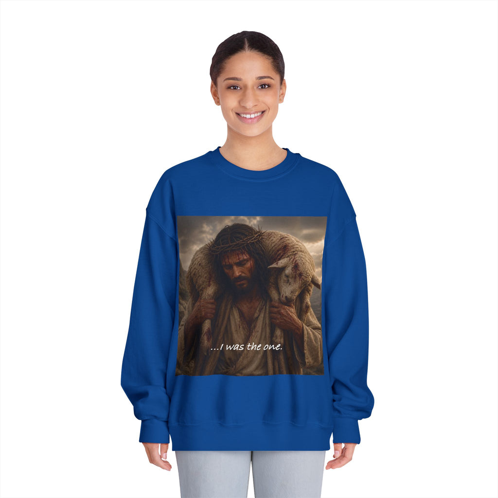 Jesus Shepherd Crewneck Sweatshirt – "...I was the one." Religious Christian Graphic Pullover