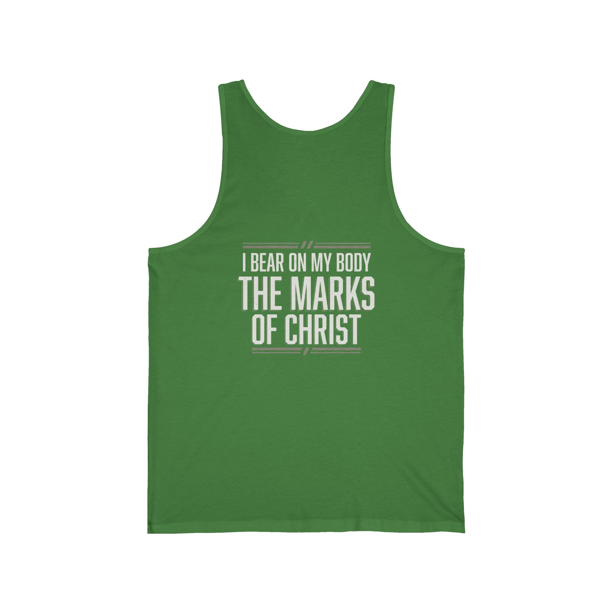 Christian Tank Top — Galatians 6:17 Cross & 'The Marks of Christ' Faith Graphic Tank