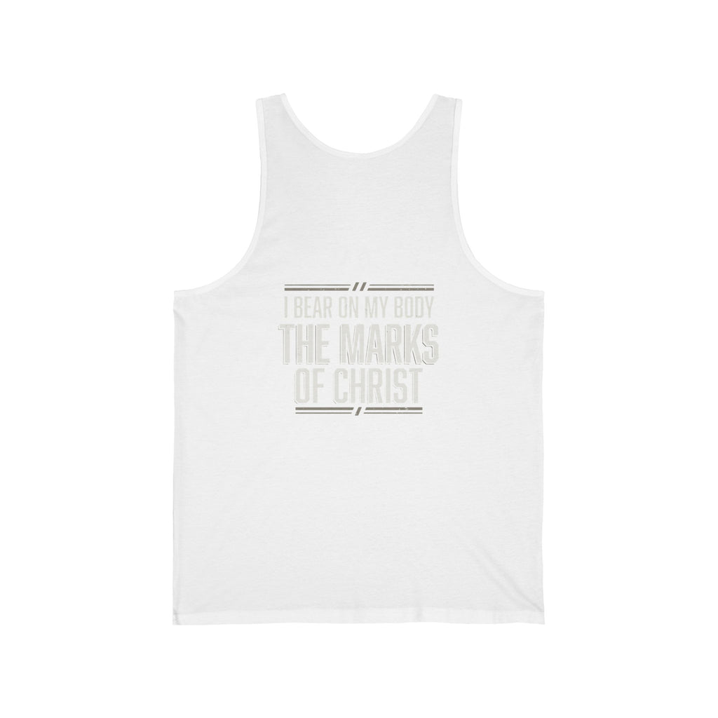 Christian Tank Top — Galatians 6:17 Cross & 'The Marks of Christ' Faith Graphic Tank