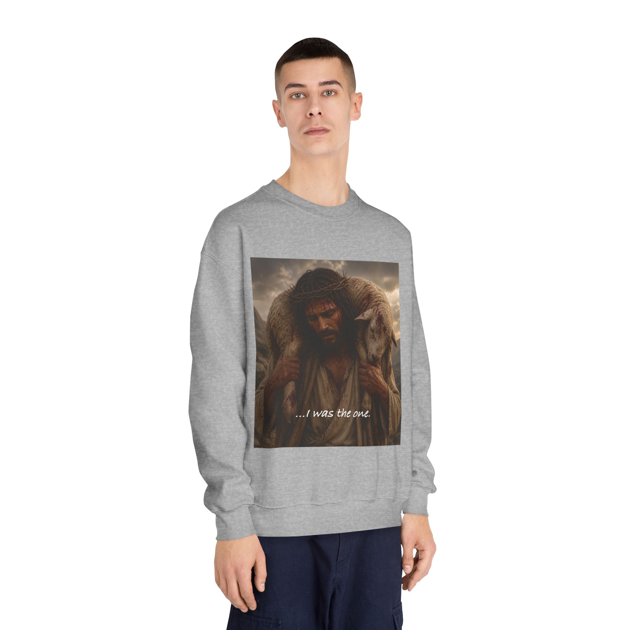 Jesus Shepherd Crewneck Sweatshirt – "...I was the one." Religious Christian Graphic Pullover