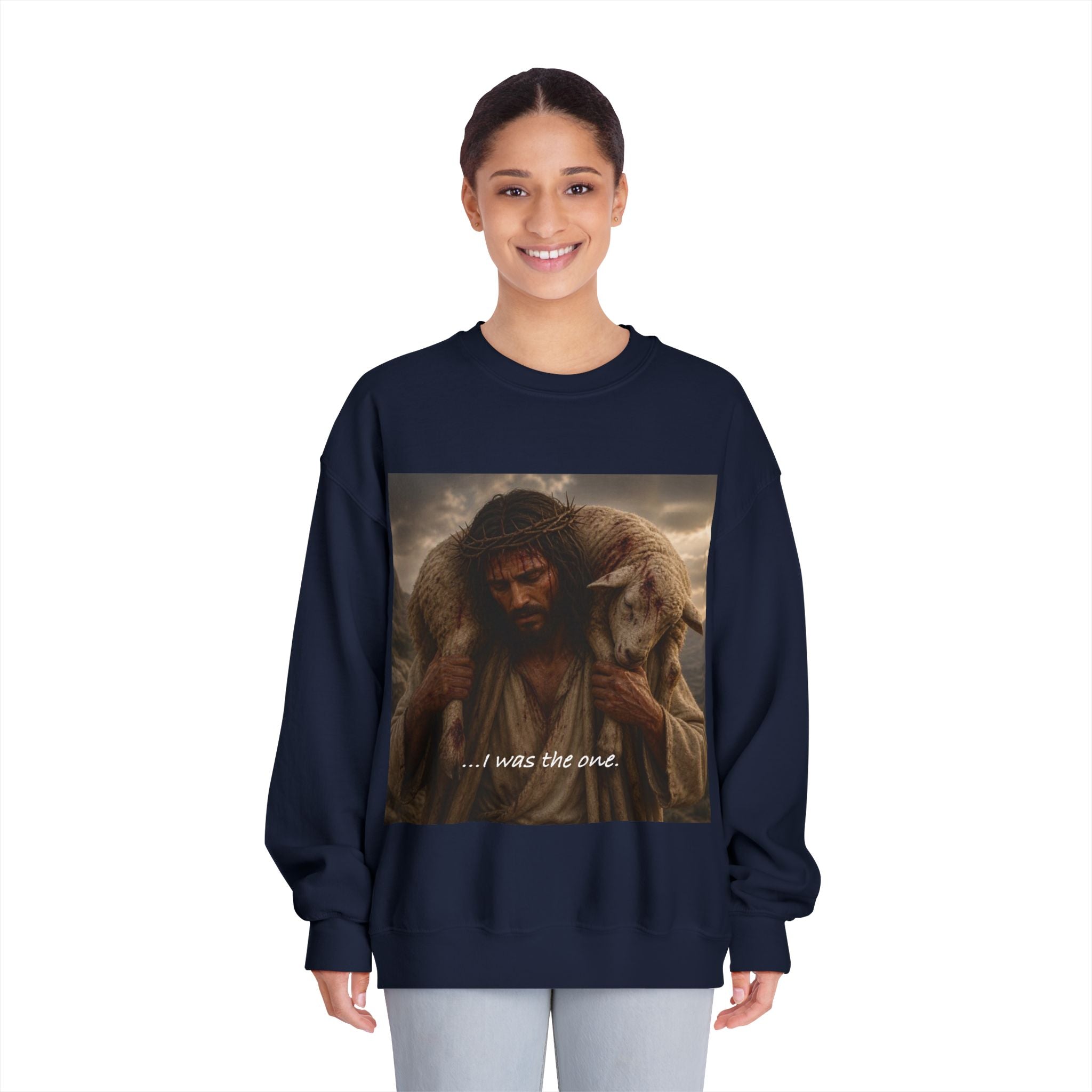 Jesus Shepherd Crewneck Sweatshirt – "...I was the one." Religious Christian Graphic Pullover