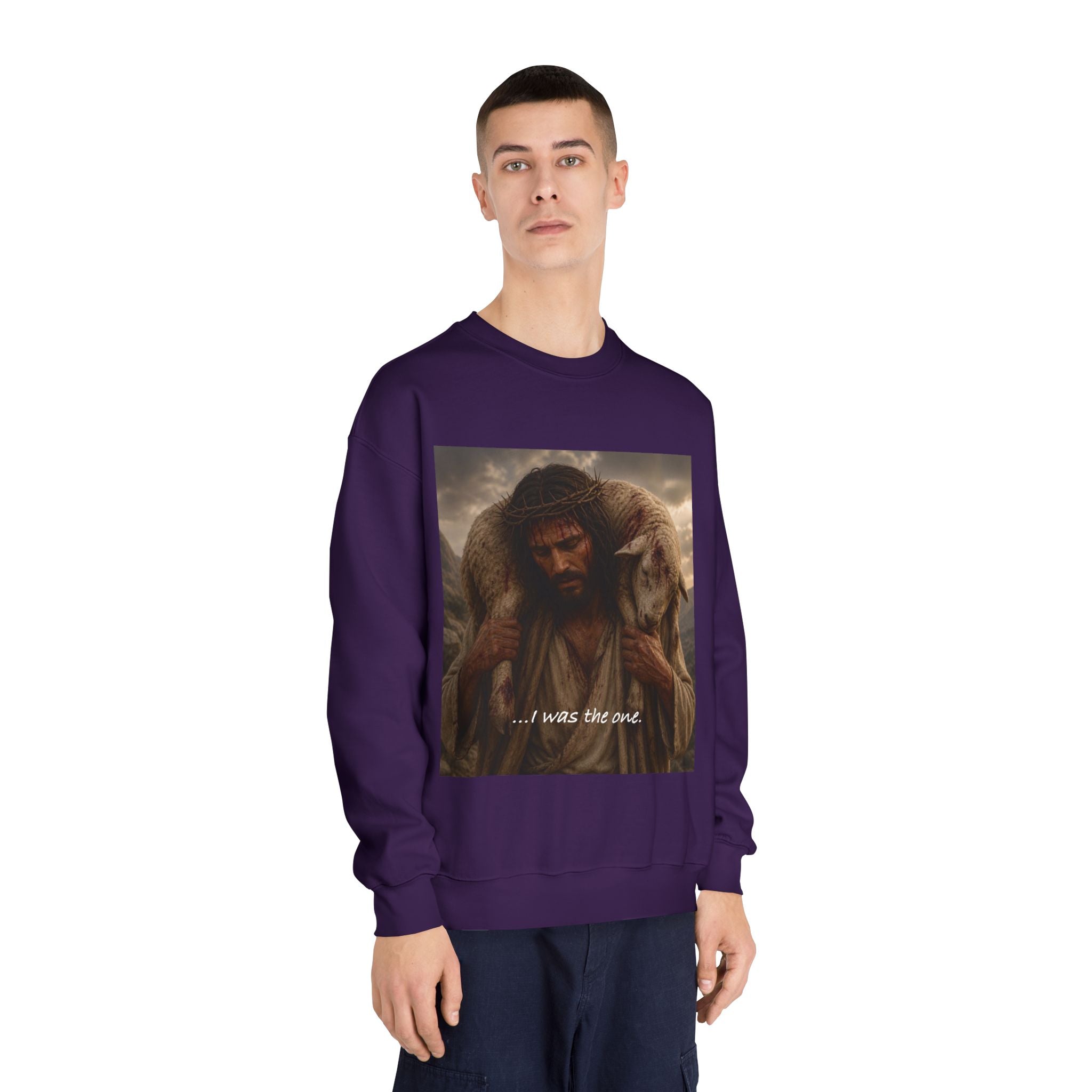 Jesus Shepherd Crewneck Sweatshirt – "...I was the one." Religious Christian Graphic Pullover