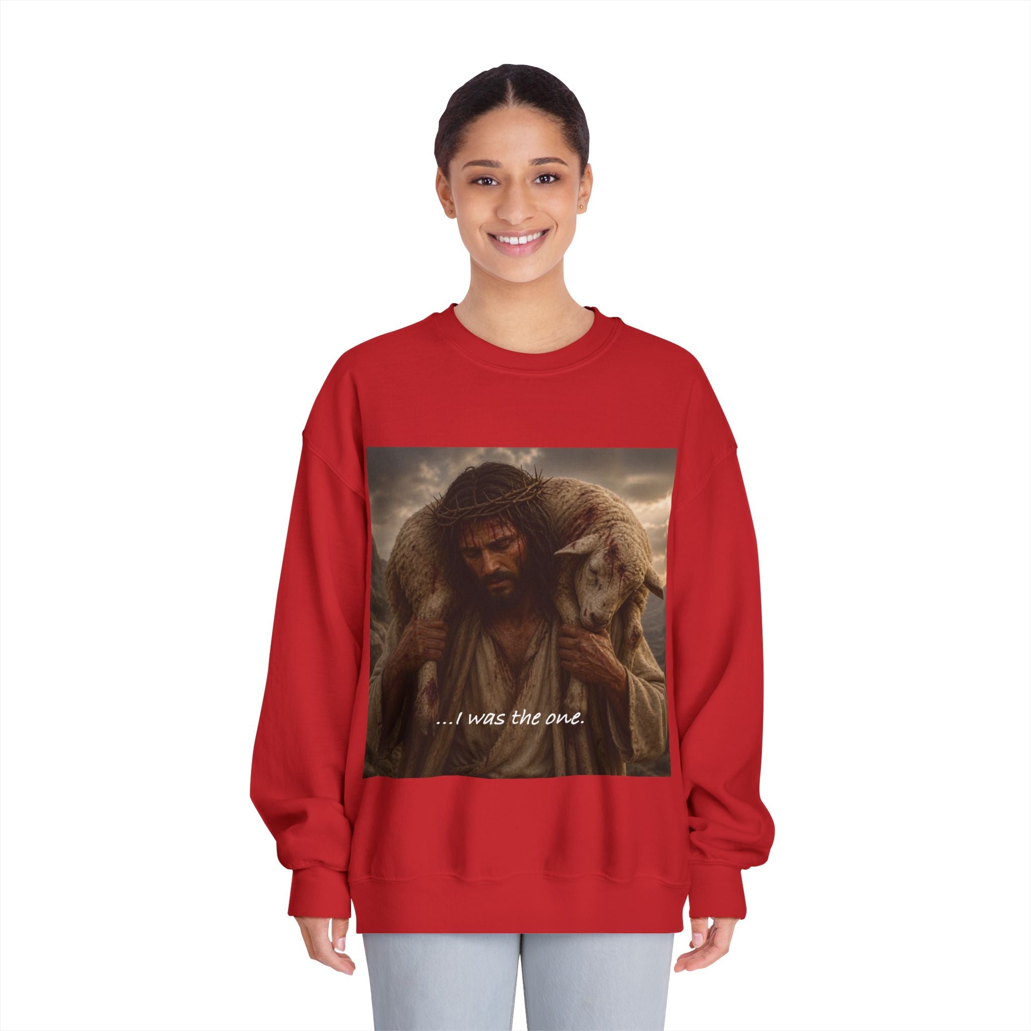 Jesus Shepherd Crewneck Sweatshirt – "...I was the one." Religious Christian Graphic Pullover