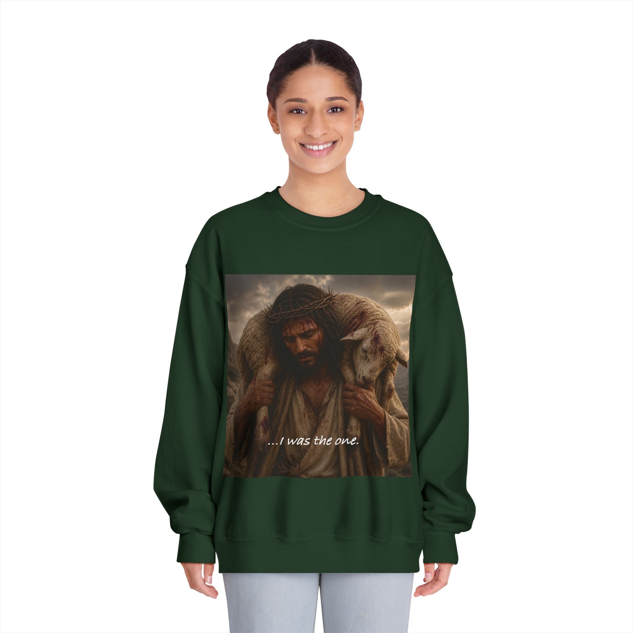 Jesus Shepherd Crewneck Sweatshirt – "...I was the one." Religious Christian Graphic Pullover