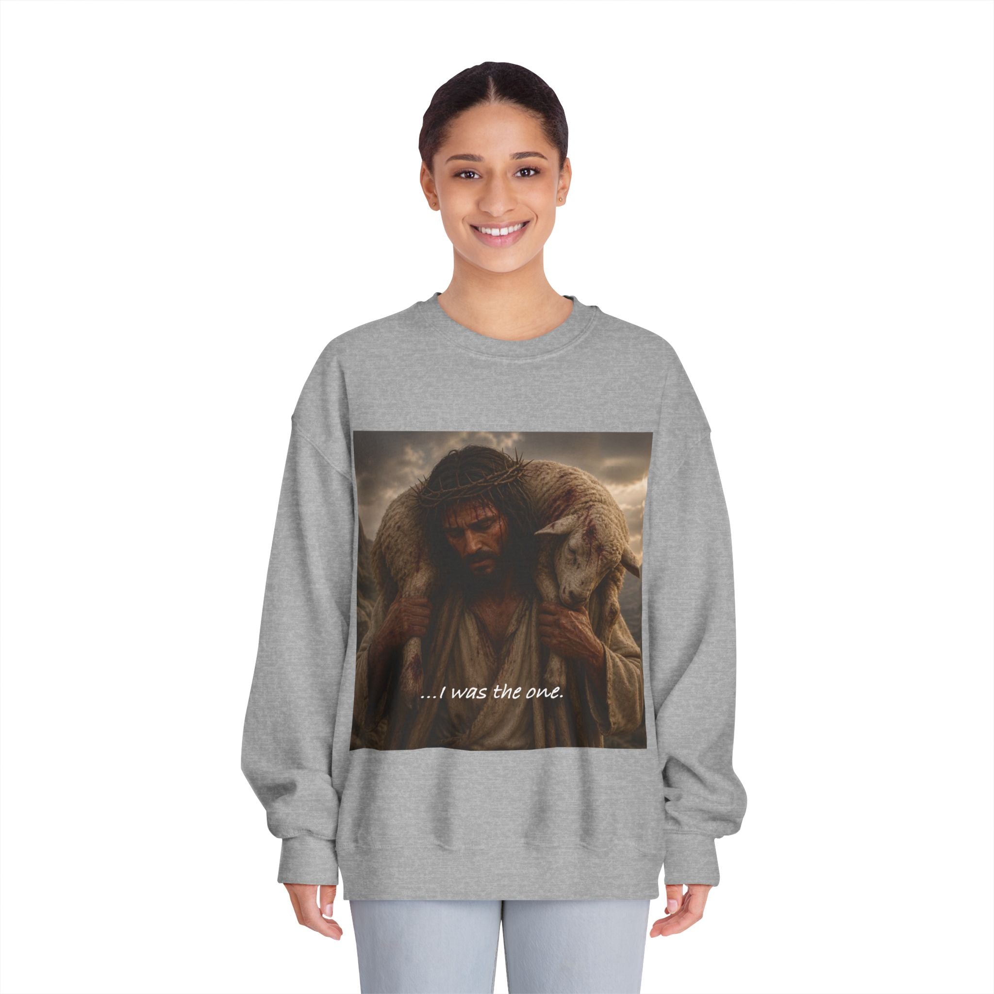 Jesus Shepherd Crewneck Sweatshirt – "...I was the one." Religious Christian Graphic Pullover