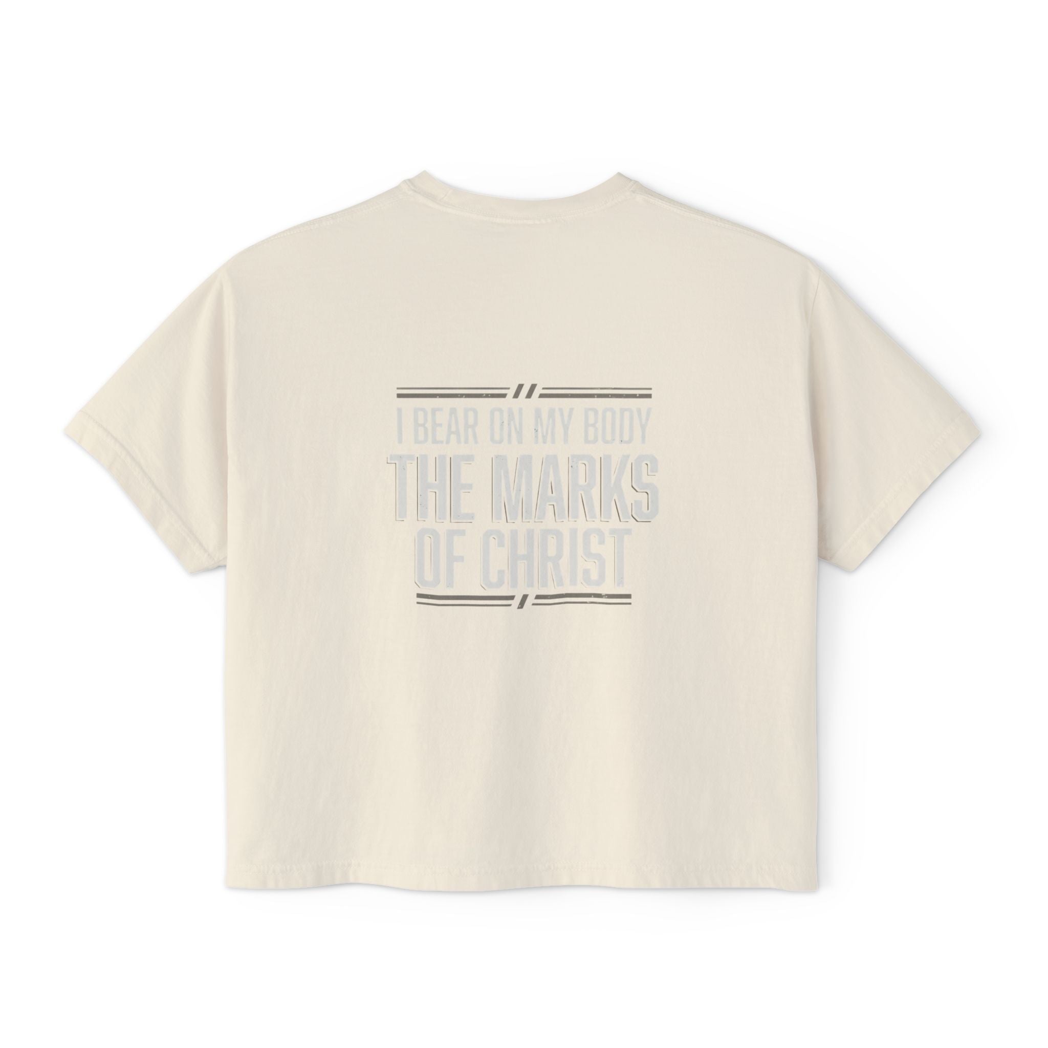 Christian Boxy Tee - Galatians 6:17 "I Bear on My Body the Marks of Christ" Prayer Shirt