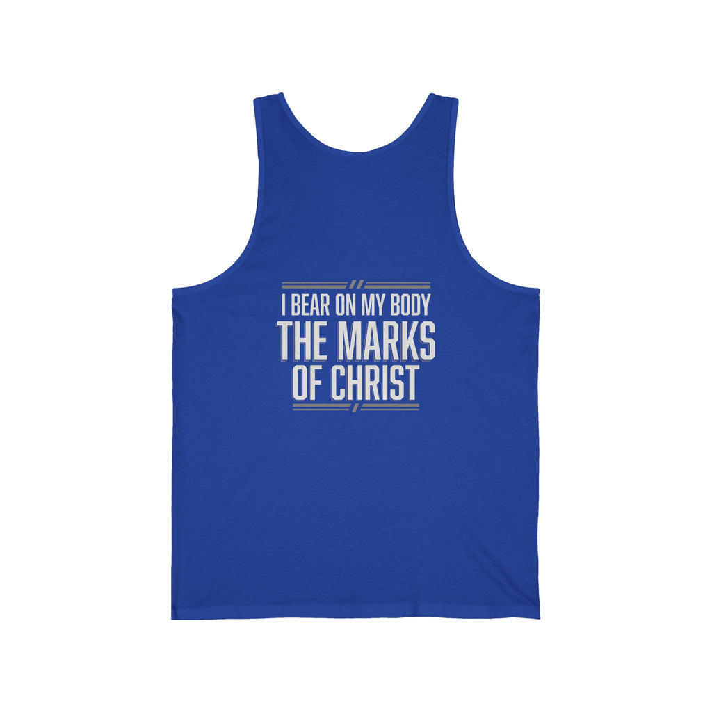 Christian Tank Top — Galatians 6:17 Cross & 'The Marks of Christ' Faith Graphic Tank