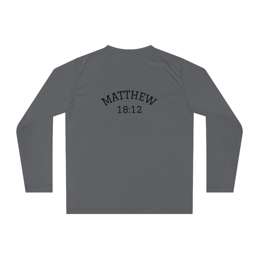 Matthew 18:12 Shepherd Graphic Long Sleeve Shirt — Jesus Carrying Lamb Faith Tee