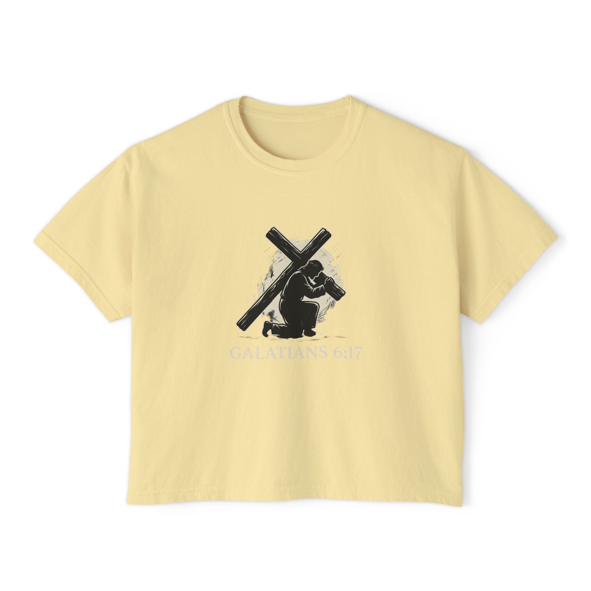 Christian Boxy Tee - Galatians 6:17 "I Bear on My Body the Marks of Christ" Prayer Shirt