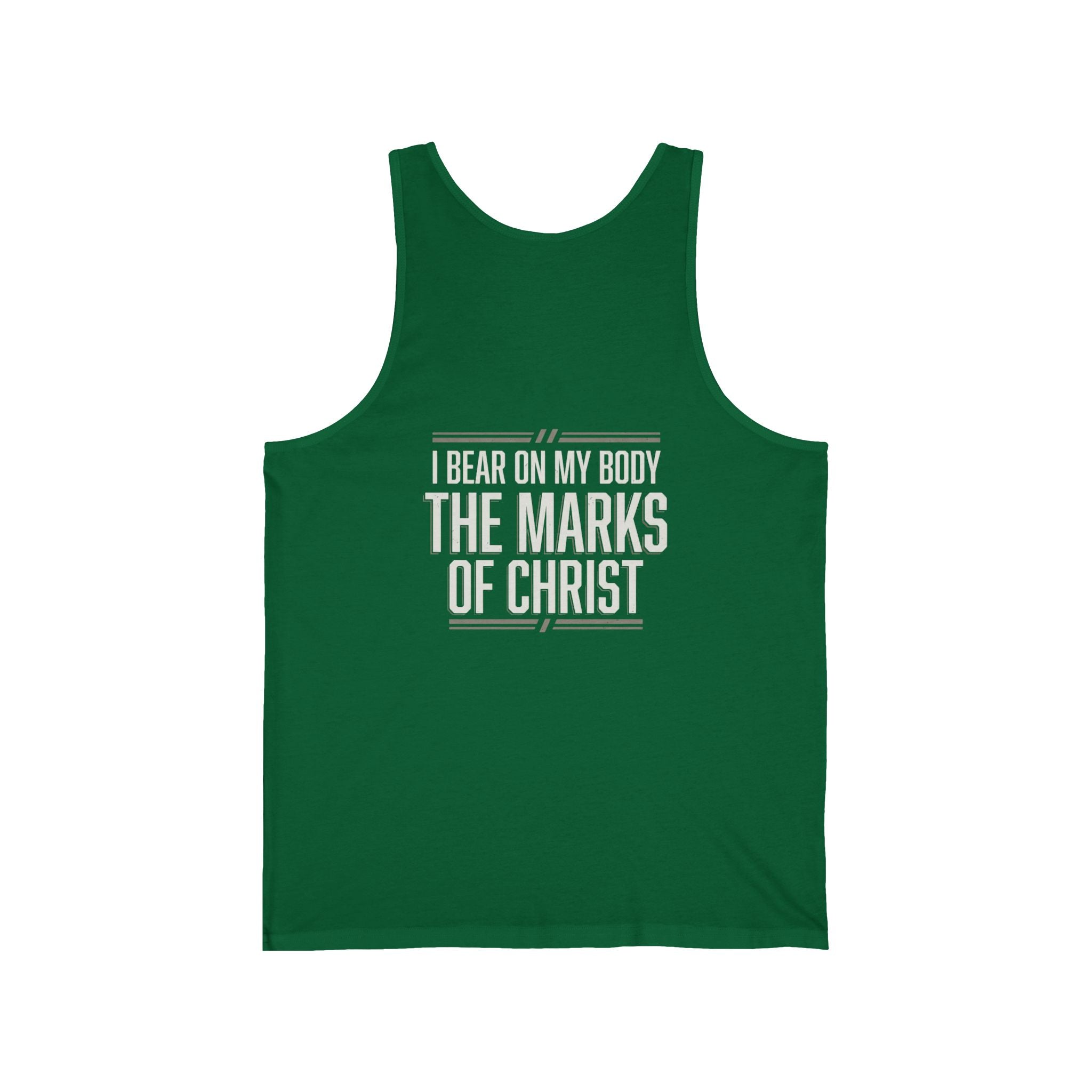 Christian Tank Top — Galatians 6:17 Cross & 'The Marks of Christ' Faith Graphic Tank