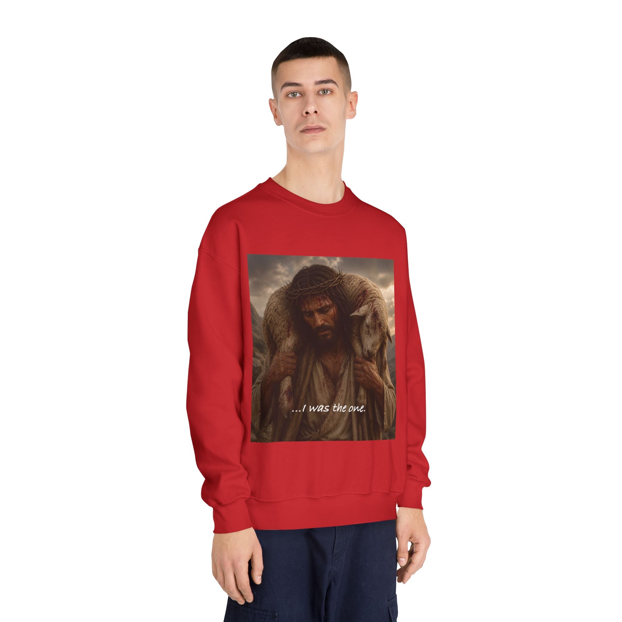 Jesus Shepherd Crewneck Sweatshirt – "...I was the one." Religious Christian Graphic Pullover