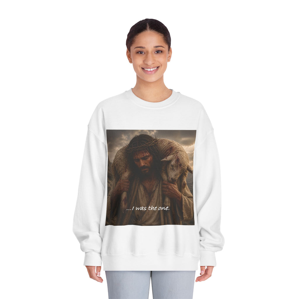 Jesus Shepherd Crewneck Sweatshirt – "...I was the one." Religious Christian Graphic Pullover