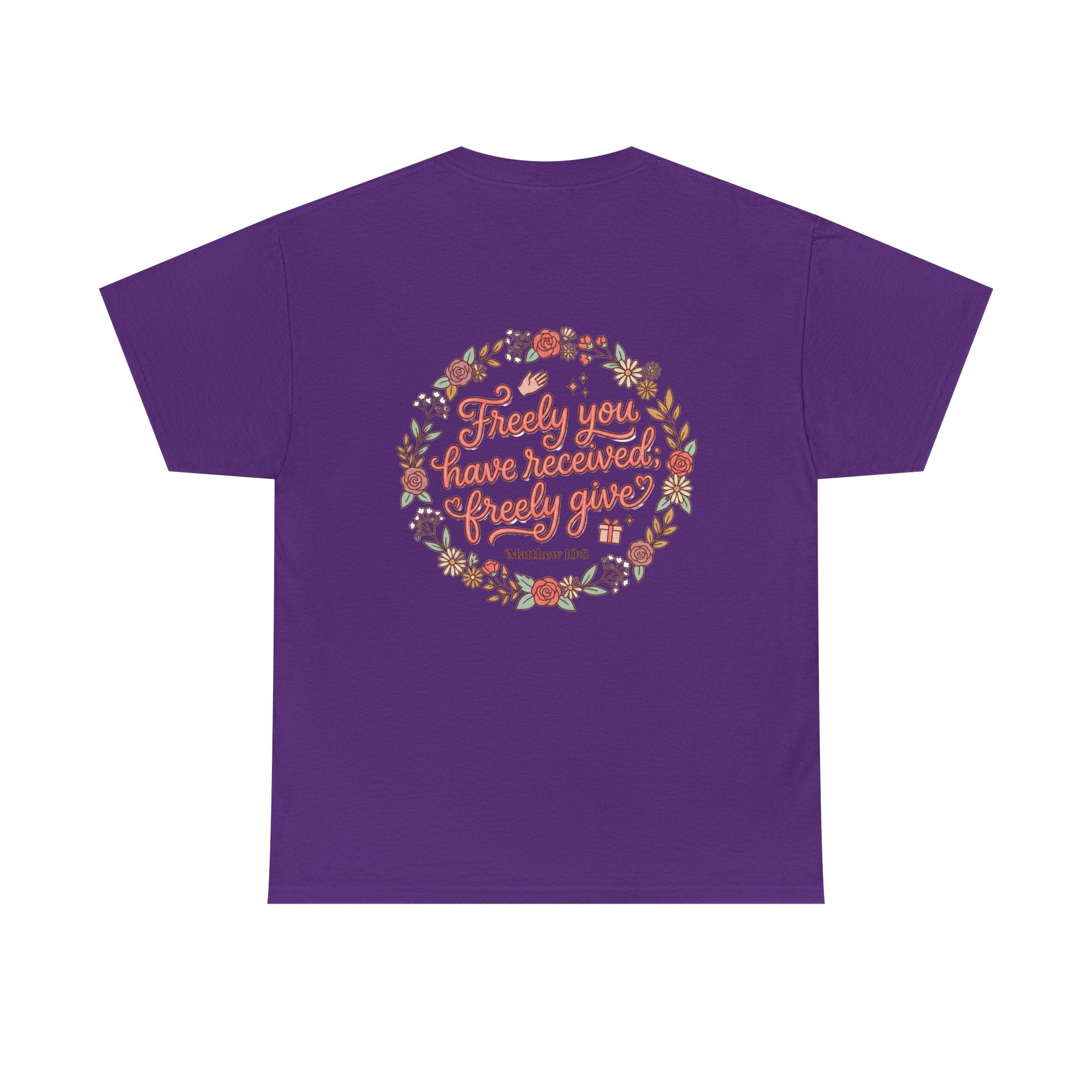 Angels Journey Tee — "Freely You Have Received" Floral Back Graphic