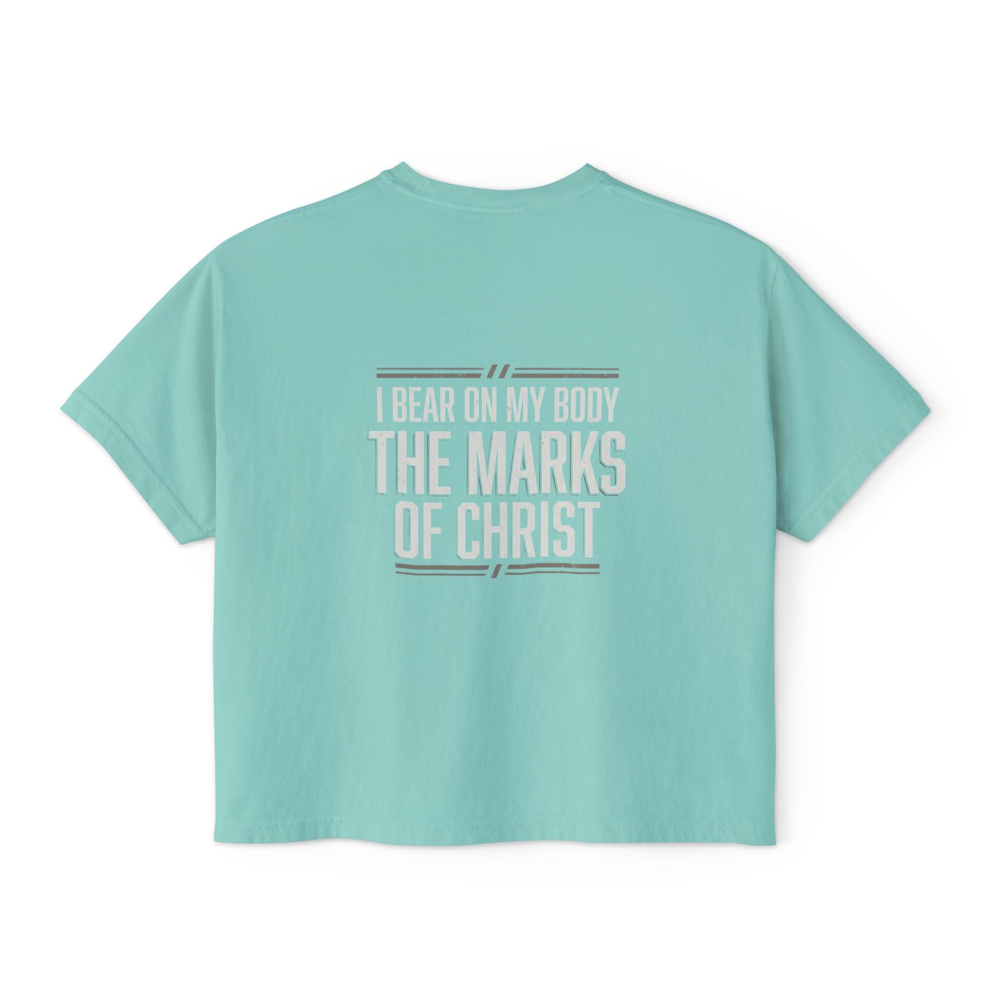 Christian Boxy Tee - Galatians 6:17 "I Bear on My Body the Marks of Christ" Prayer Shirt